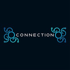 Technology icon template, creative vector logo design, connection, illustration element