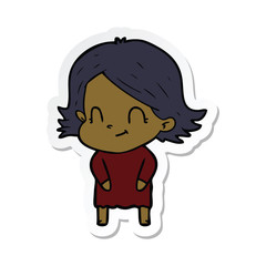 sticker of a cartoon friendly girl