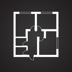 Home blueprint icon on background for graphic and web design. Simple vector sign. Internet concept symbol for website button or mobile app.