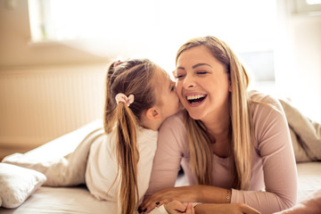 Mother and daughter have beautiful mornings.