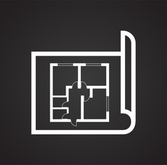 Home blueprint icon on background for graphic and web design. Simple vector sign. Internet concept symbol for website button or mobile app.