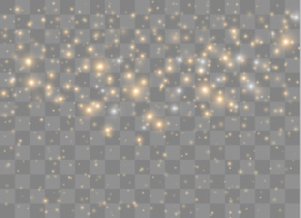 Light glow effect stars. Vector sparkles on transparent background. Christmas abstract pattern. Sparkling magic dust particles.