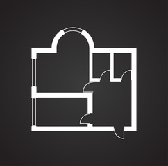 Home blueprint icon on background for graphic and web design. Simple vector sign. Internet concept symbol for website button or mobile app.