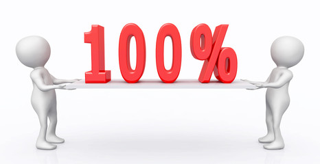 3D Figuren mit 100 Prozent Symbol auf einem Brett