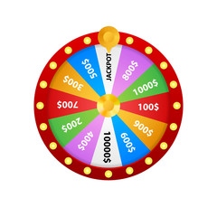 Roulette 3d fortune. Wheel fortune for game and win jackpot. Online casino concept. Internet casino marketing. Vector illustration.