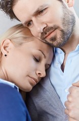 Closeup portrait of loving couple