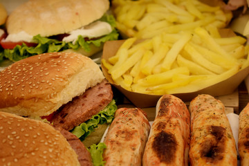 hamburgers and fries, fast food