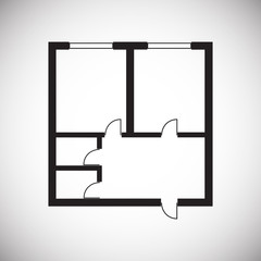 Home blueprint icon on background for graphic and web design. Simple vector sign. Internet concept symbol for website button or mobile app.