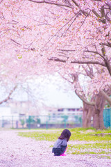 桜と少女