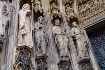 Gothic bas reliefs on Cologne Cathedral