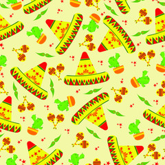 Cinco De Mayo Mexico Seamless Pattern Illustration