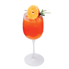 cocktail with orange and glass of juice isolated on white