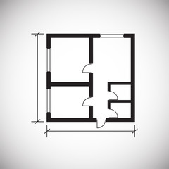 Home blueprint icon on background for graphic and web design. Simple vector sign. Internet concept symbol for website button or mobile app.