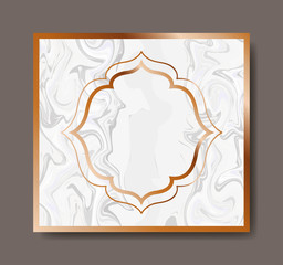 square golden with victorian frame marble texture