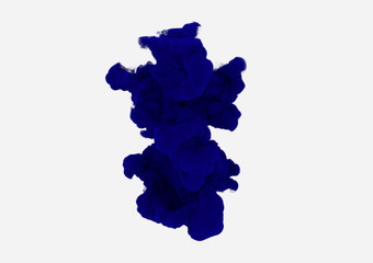 Obraz premium Dark blue smoke on white background. Ink blot dissolve in water. Blue cloud floating. Abstract design element