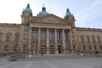 Fototapeta na wymiar Front view to the Federal Administrative Court (Bundesverwaltungsgericht) in Leipzig, Germany