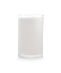 glass of milk on white background