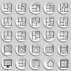 Home blueprint icon on plates background for graphic and web design. Simple vector sign. Internet concept symbol for website button or mobile app.