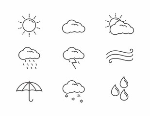 Set of weather icon line design, weather vector illustration 