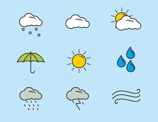 Set of weather icons, weather vector illustration 