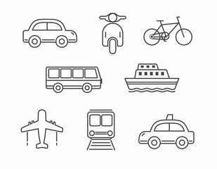 Set of transportation icon line design, transportation vector illustratio