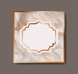 square golden with victorian frame marble texture
