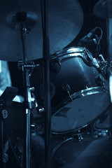 Fototapeta na wymiar Music vertical photo with drum set