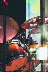 Drum set on a stage