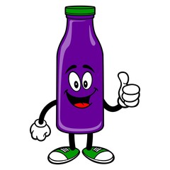 Grape Juice Mascot with Thumbs Up - A vector cartoon illustration of a Grape Juice Mascot holding a Thumbs Up.