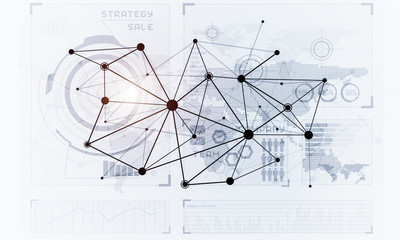 Lines and dots as networking idea drawn on white background