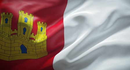 Bandera oficial de Castilla La Mancha, comunidad autónoma de España. - obrazy, fototapety, plakaty