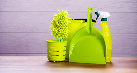 Obraz premium Cleaning and cleaning accessories, Cleaning Service Concept.