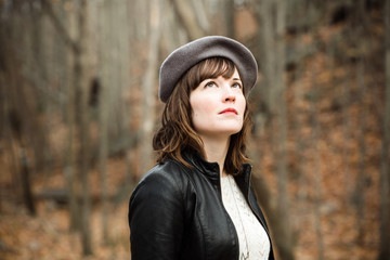 portrait of young woman in autumn park
