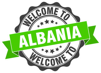 Albania round ribbon seal