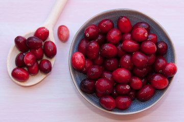 Raw cranberries in a bowl.