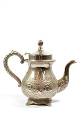 Vintage Antique Steam Punk Style Kettle Teapot on White Background 