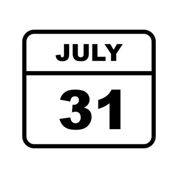 July 31st Date on a Single Day Calendar
