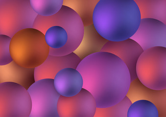 Modern abstract background. Pattern with bright volumetric balls of different sizes. Neon colors.