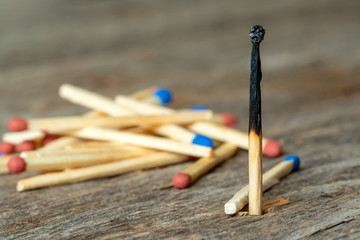 Fire concept with pile of matches