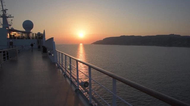 View from sunset cruise ship on the mediterranean sea