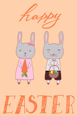 Handdrawn Easter greeting card