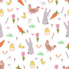 Handdrawn easter seamless pattern