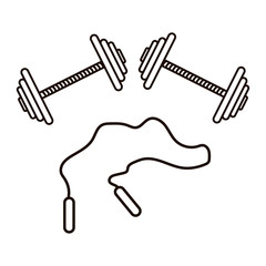 Two dumbbells and  jump rope