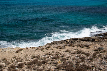 Waves at the coast, island Mallorca Spain