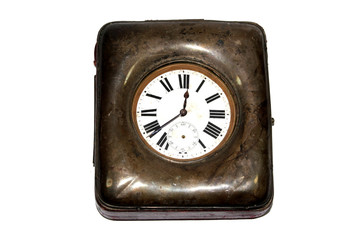 Antique Clock Alarm on White Background