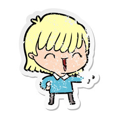 distressed sticker of a cartoon woman