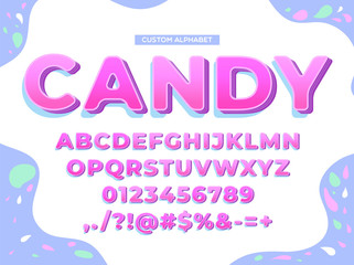 Trendy, cheerful alphabet font set
