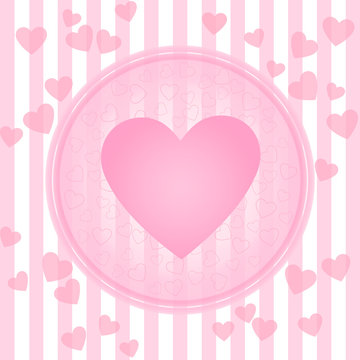 Romantic background with pink hearts. Valentines retro style design. Vector illustration