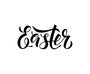 Easter lettering written by brush pen, vector