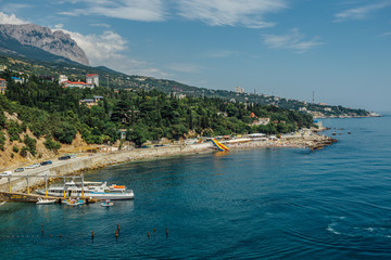 Rocky Black sea coast in Yalta district, Crimea 